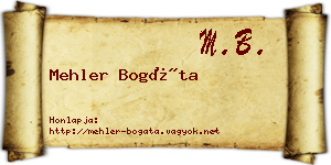 Mehler Bogáta névjegykártya